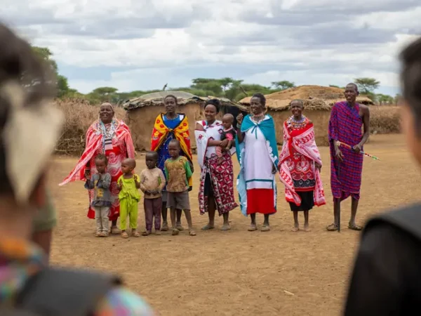 A close-up of traditional Maasai jewelry.