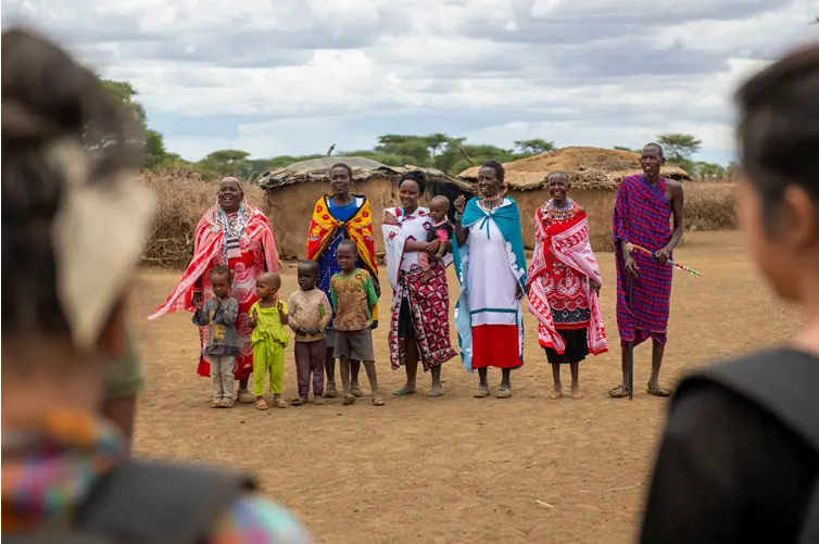 A close-up of traditional Maasai jewelry.
